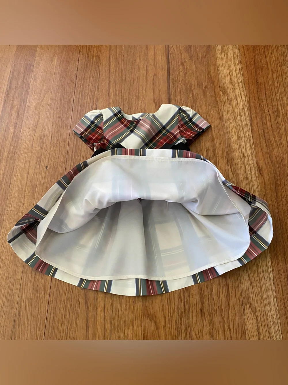 Ralph Lauren Formal Plaid Fit-and-Flare Dress with Black Bow